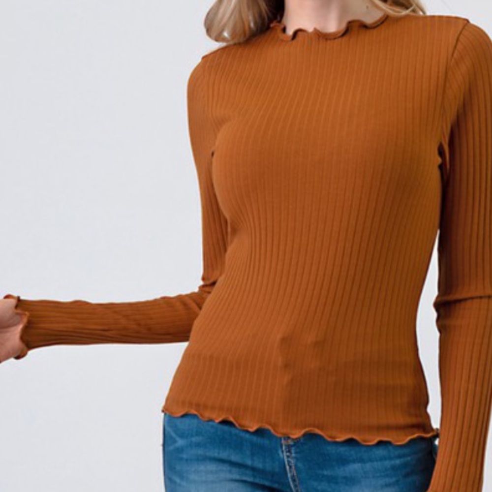 Terracotta Long Sleeved w/ Ribbed Lettuce-Merrow!